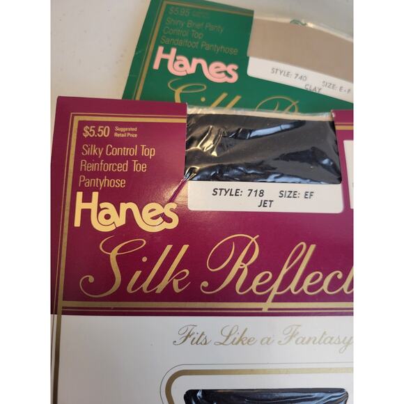 New 4 VTG Hanes Silk Reflections Silky Sheer Sandalfoot Pantyhose & Stockings - Picture 4 of 10